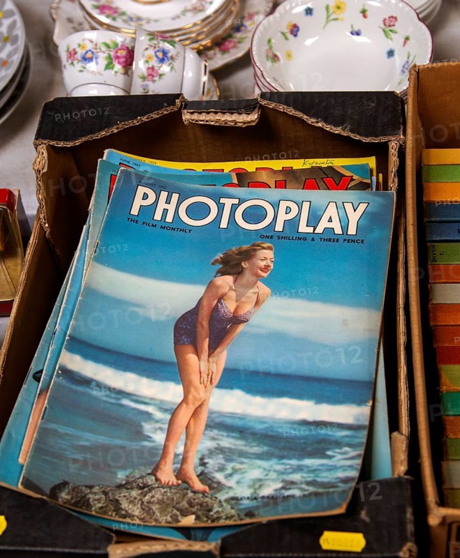 Pile of Photoplay, the Film Monthly, magazine on display at auction