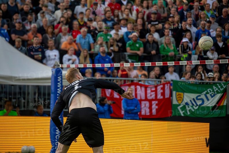 Fistball World Championship from 22 July to 29 July 2023 in Mannheim: Germany won the quarter-final match against Chile 3:0 sets to advance to the semi-finals. Here in the picture: Patrick Thomas from TSV Pfungstadt