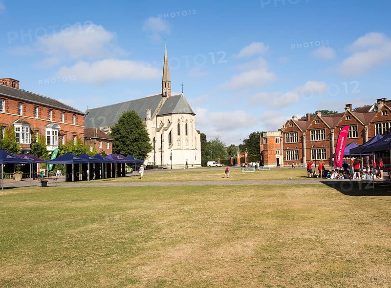 Historic buildings in court of Marlborough College school, Marlborough, Wiltshire, England, UK