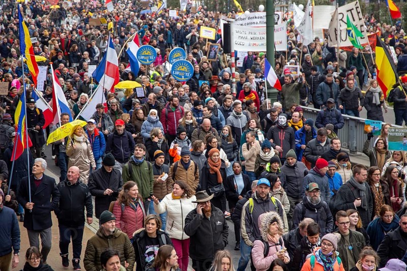 Brussels, 23 January: European demonstration for democracy, organised by the Europeans United initiative. The reason for the large demonstration is the encroachment on fundamental rights in Belgium, Germany, France and other states within the EU, Europe