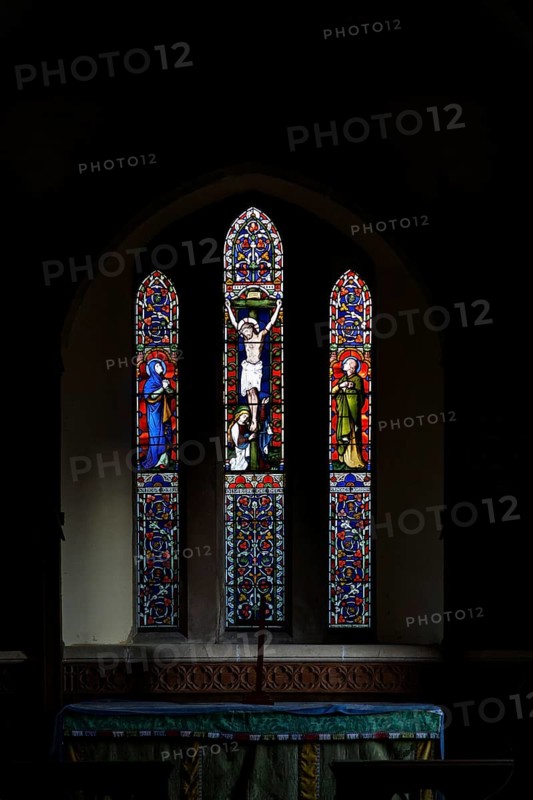 Stained glass window in church of Saint Mary, Maddington, Wiltshire, England, UK c 1871 Lavers, Barraud & Westlake