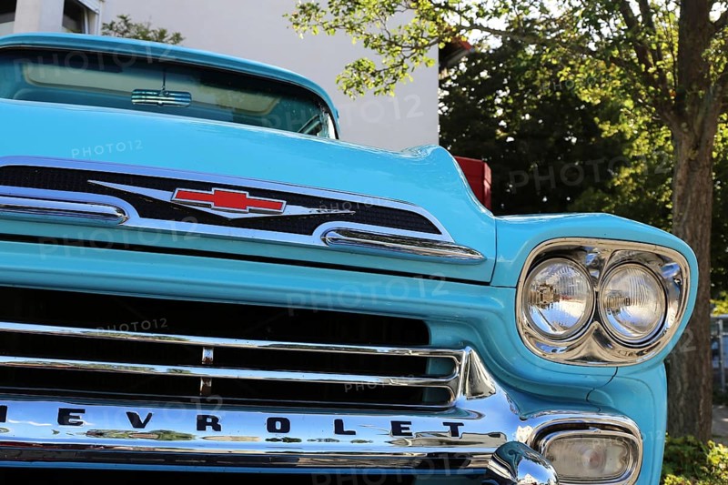 Close-up of a blue Chevrolet Apache from the 1950s