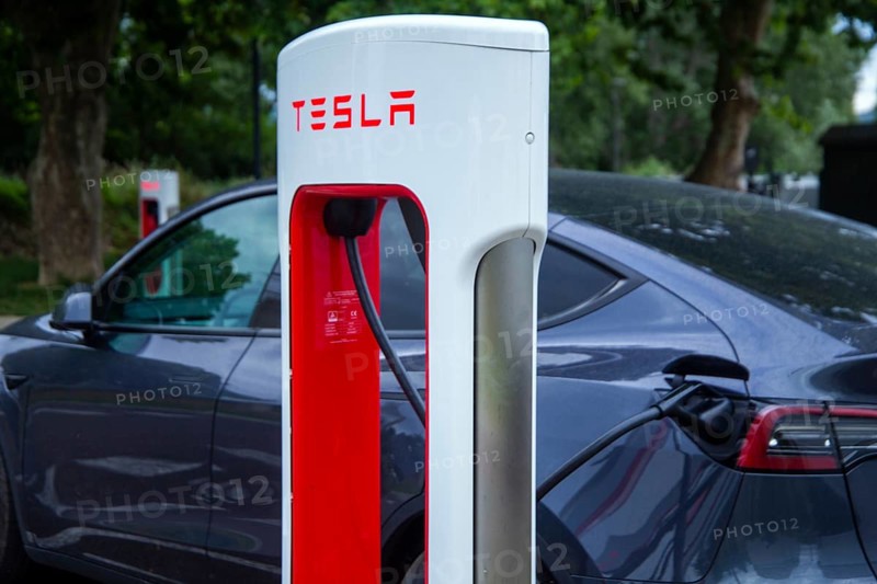 Tesla at a Supercharger in Saulce-sur-Rhone, France (09/06/2023)