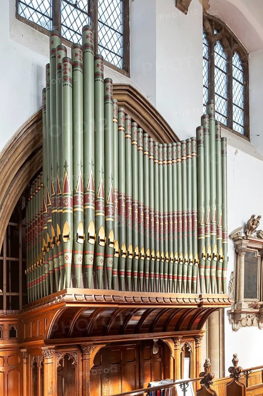 Interior of church of Saint Mary, Halesworth, Suffolk, England, UK organ made by Normand and Beard