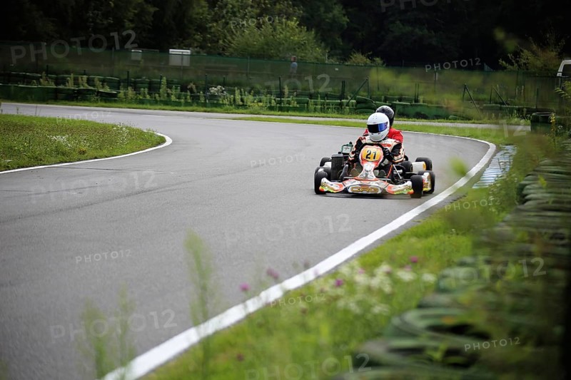 Kart driver on the Walldorf kart track, Baden-Wuerttemberg