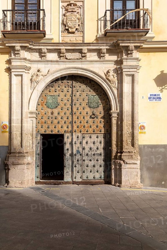 Historic doorway entrance to the Episcopal Palace, Cuenca, Castille La Mancha, Spain, Europe