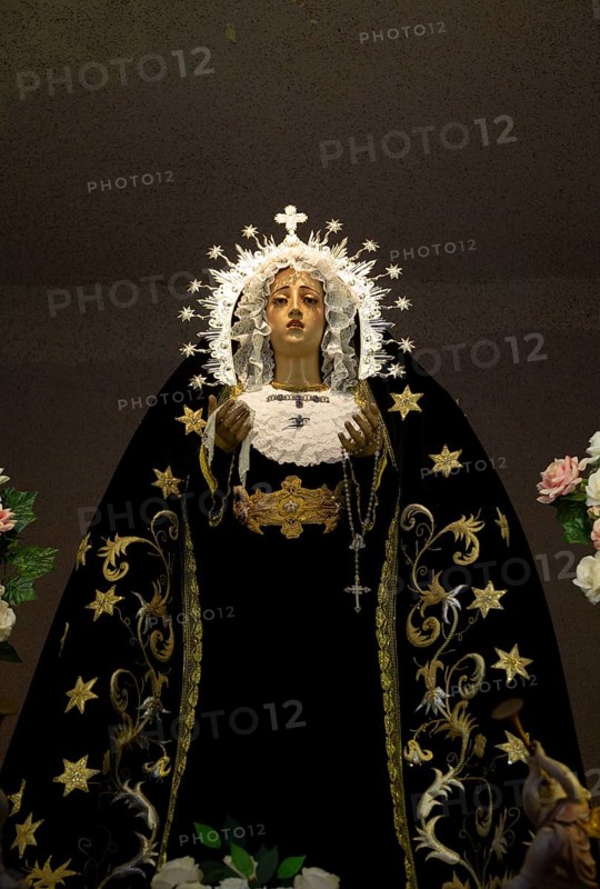 Statue of Virgin de los Dolores, church of Saint Anthony of Padua, Frigiliana, Malaga province, Spain, Europe
