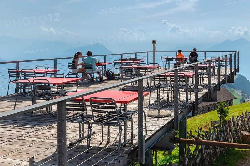 Sun terrace on the Rigi-Kulm, Lake Lucerne, Canton Lucerne, Switzerland, Rigi, Schwyz, Switzerland, Europe