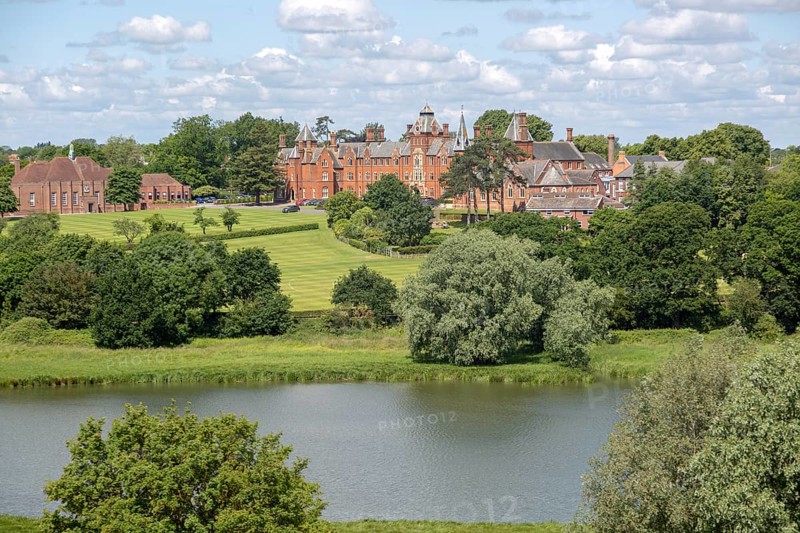Framlingham College school and the mere lake, Framlingham, Suffolk, England, UK