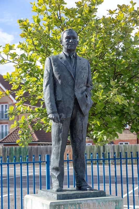 Sir Alf Ramsey (1920 -1999) statue sculpture, Portman Road, Ipswich, Suffolk, UK