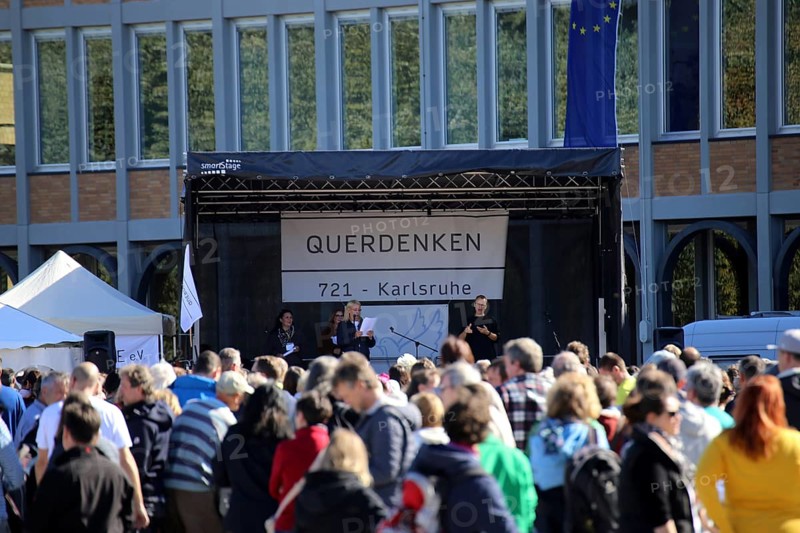 Karlsruhe: Corona protests against the measures taken by the federal government. The protests were organised by the Querdenken 721 Karlsruhe initiative