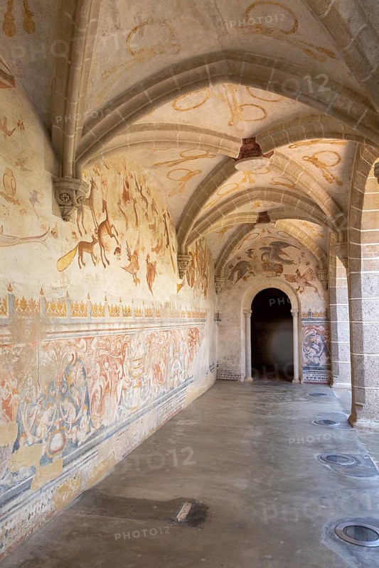 Image set of Casas Pintadas, Evora, Portugal unusual 16th-century murals paintings of creatures real and imagined, birds, hares, foxes, a basilisk, a mermaid and a harpy