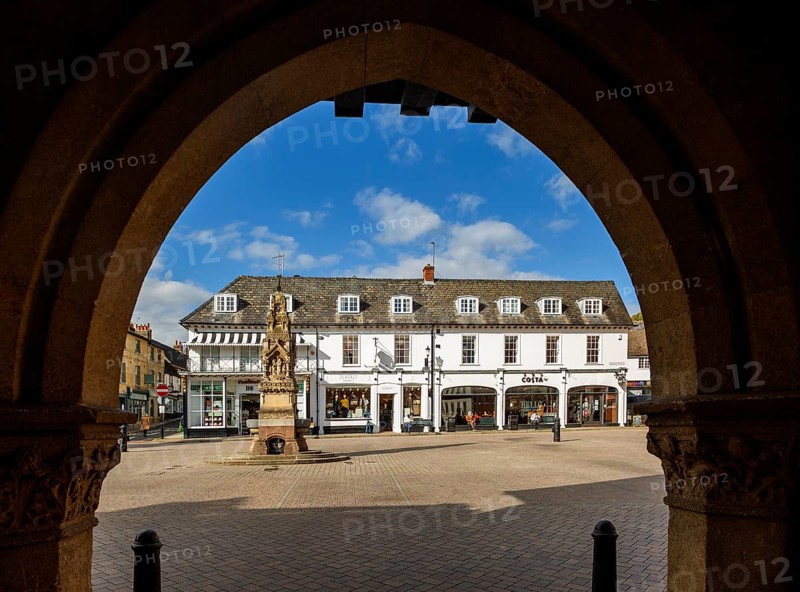 Historic buildings in the town Market Square, Saffron Walden, Essex, England, UK
