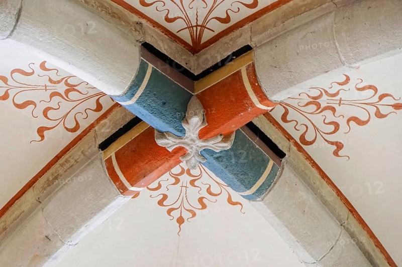 Ceiling with floral frescoes, Bebenhausen Cistercian Monastery, Tuebingen, Baden-Wuerttemberg, Germany, Europe
