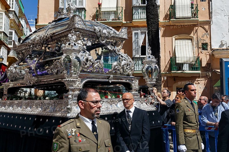 Semana Santa, procession, magnificent coffin, tourists, festivities in Cadiz, Spain, Europe
