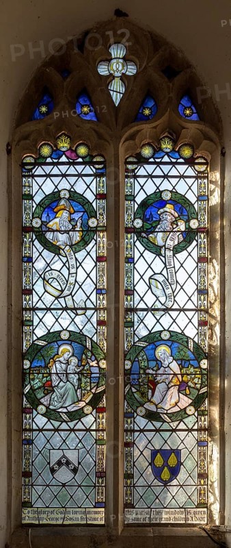 Stained glass window in church of Saint Margaret, South Elmham, Suffolk, England, UK c 1917 possibly by FC Eden