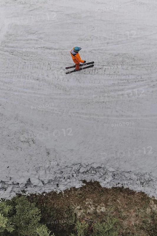 A skier on a ski slope in the Jizera Mountains ski resort near Albrechtice v Jizerskych Horach, 05.02.2024. The Czech low mountain range with its ski resort is affected by increasingly warmer and shorter winters