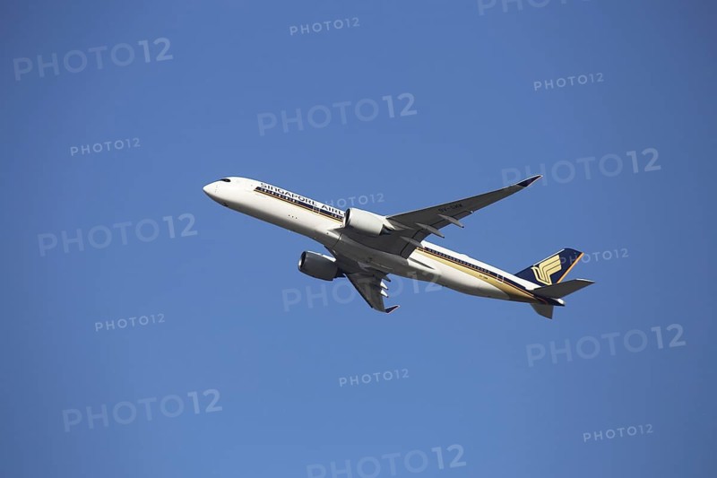 A Singapore Airlines passenger aircraft takes off from Frankfurt Airport