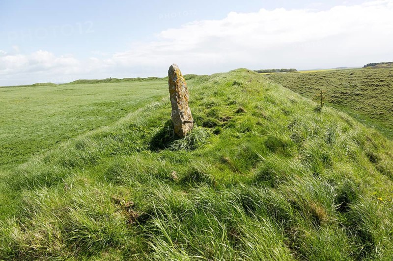 Defensive ramparts and ditch Yarnbury Castle, Iron Age hill fort, Wiltshire, England, UK