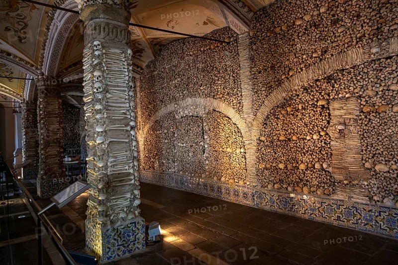 The Chapel of Bones, Capela dos Ossos, city of Evora, Alto Alentejo, Portugal, southern Europe, Europe
