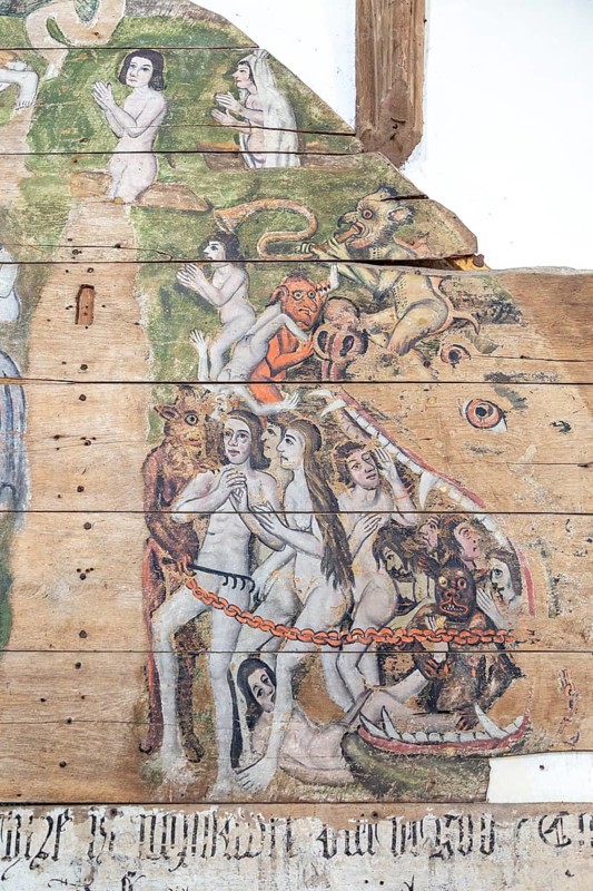 Wenhaston Doom painting from 1490, Suffolk, England, UK