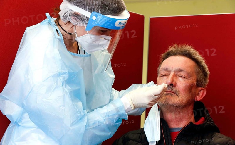 A man is tested in a Corona rapid test centre, Eberswalde, 17.03.2021