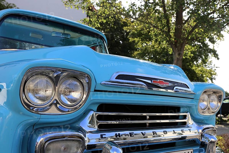 Close-up of a blue Chevrolet Apache from the 1950s