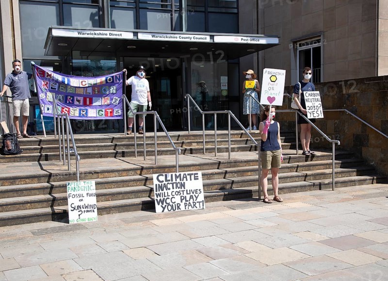 Extinction Rebellion climate change campaign silent protest, County Council HQ, Warwick, Warwickshire, England, UK, 30 May 2020