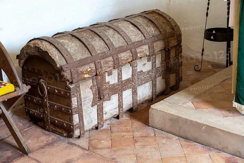 Old church chest at Wyverstone, Suffolk, England, UK