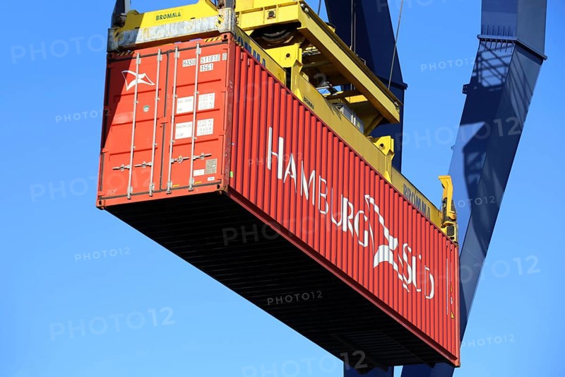 Close-up of a container being shipped (Mannheim, Baden-Wuerttemberg)