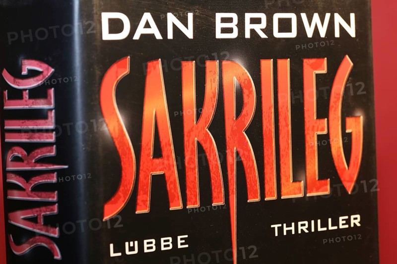 Close-up of the novel Sacrilege by Dan Brown
