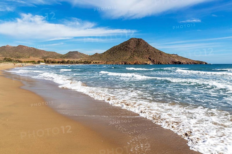 Playa de los Genoveses sandy beach, Cabo de Gata Natural Park, Nijar, Almeria, Spain, Europe