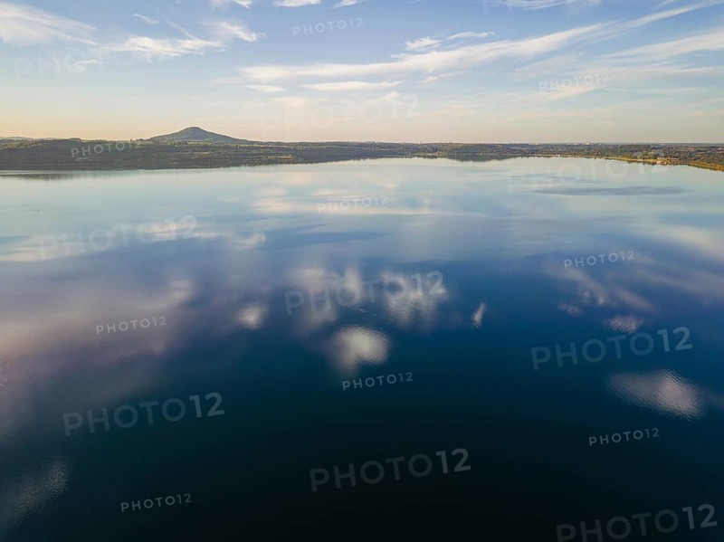 Lake Berzdorf is located on the southern city limits of Goerlitz in Upper Lusatia. It consists of the residual hole of the former Berzdorf open-cast lignite mine, which was flooded from 2002 to early 2013, Goerlitz, Saxony, Germany, Europe