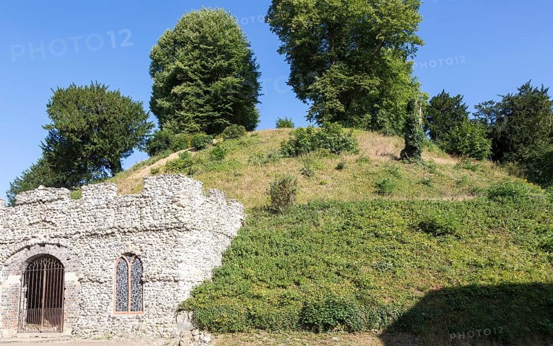 Prehistoric mound in the grounds of Marlborough College school, Marlborough, Wiltshire, England, UK
