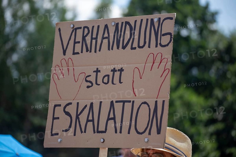 Peace demonstration in front of Ramstein Air Base against war and armament and in favour of diplomacy and negotiations