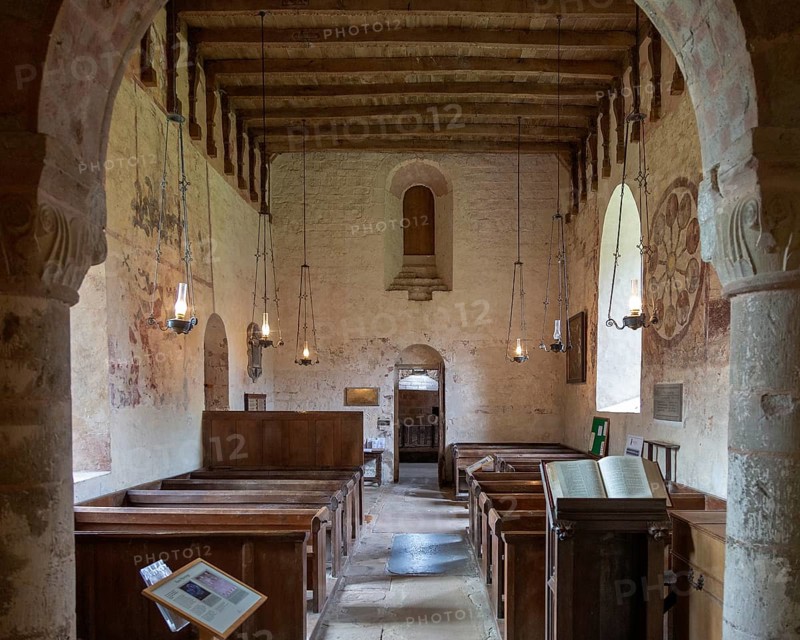Medieval frescoes church of Saint Mary, Kempley, Gloucestershire, England, UK