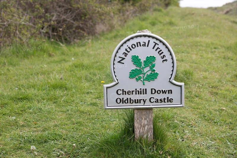 National Trust sign for Cherhill Down and Oldbury Castle, Wiltshire, England, UK