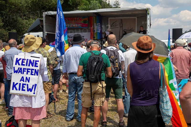 Peace demonstration in front of Ramstein Air Base against war and armament and in favour of diplomacy and negotiations