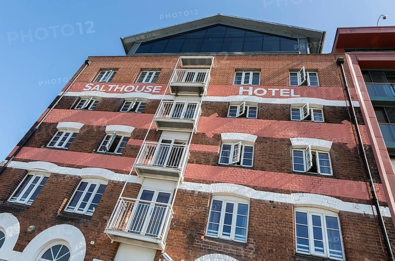 Salthouse Hotel in converted dockside industrial building on Neptune Quay Wet Dock, Ipswich, Suffolk, England, UK