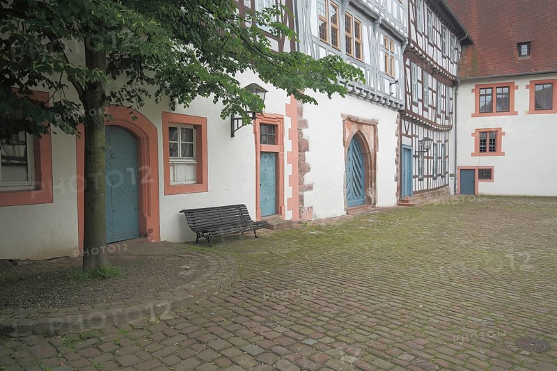Inner courtyard of the winery, castle, Michelstadt, Hesse, Odenwald, Germany, Europe