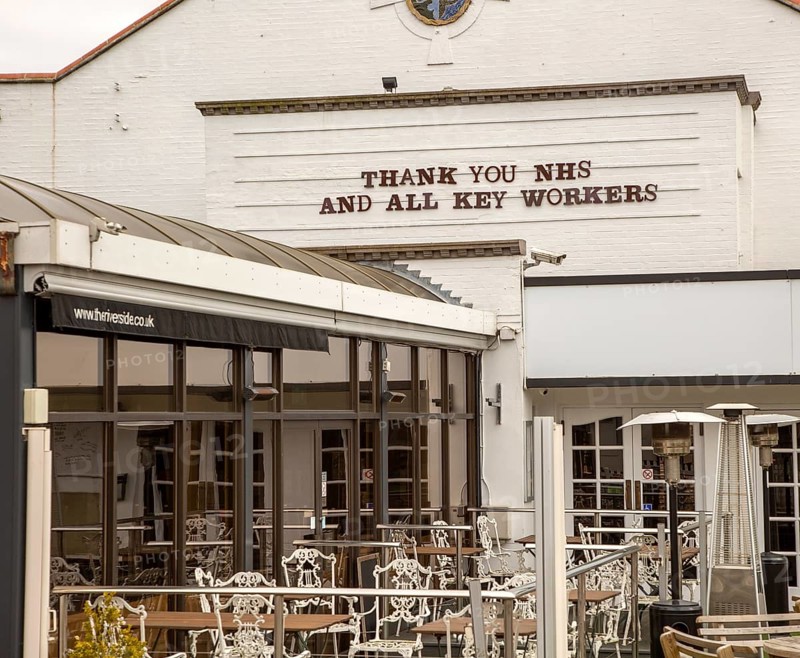 Thank you NHS and all Key Workers notice on cinema, Woodbridge, Suffolk, England, UK