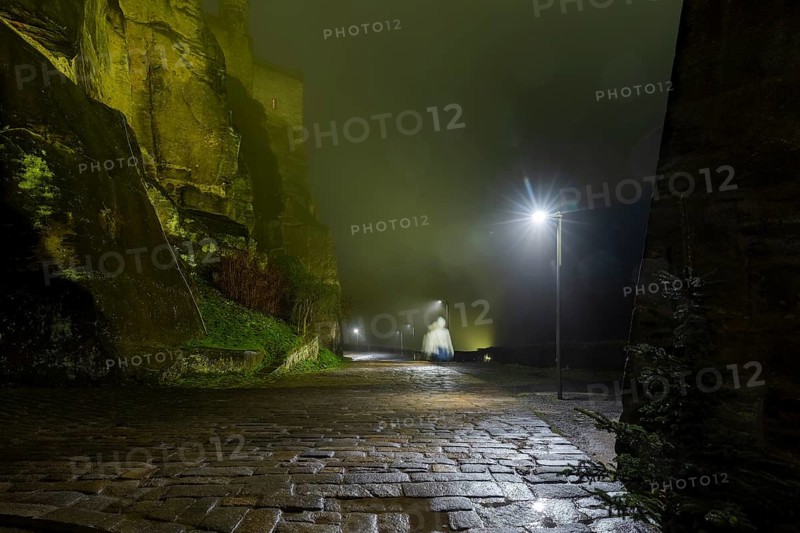 Winter atmosphere at the mountain fortress, Koenigstein, Saxony, Germany, Europe