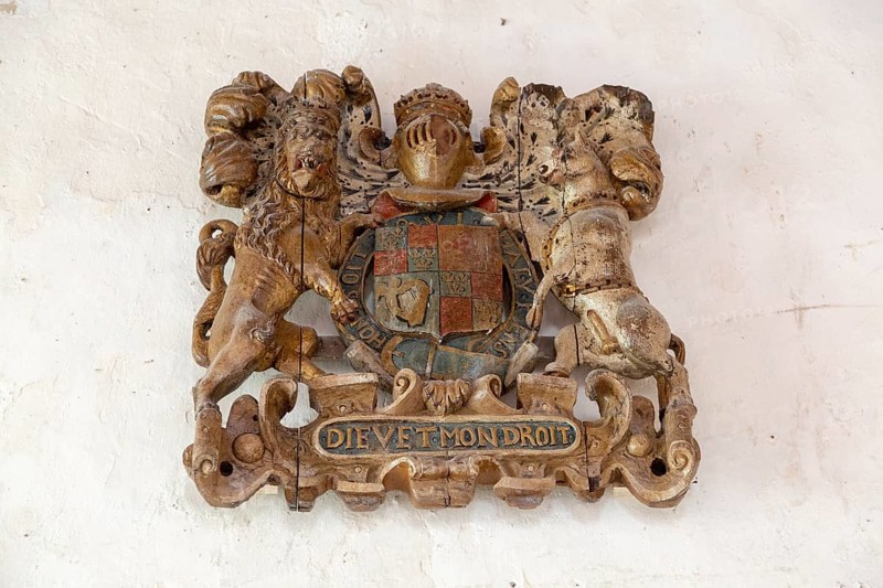 Royal Coat of Arms church of Ilketshall St Andrew, Suffolk, England, UK