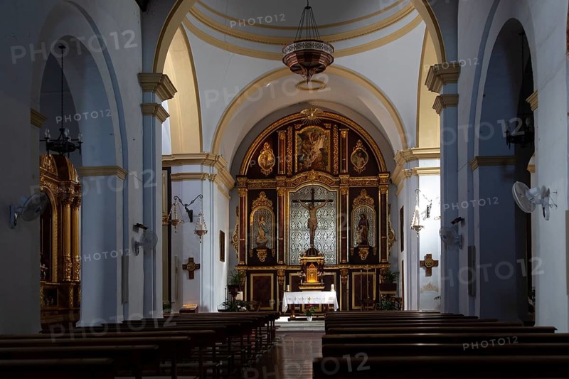 Interior of church of Saint Anthony of Padua, Frigiliana, Malaga province, Spain, Europe