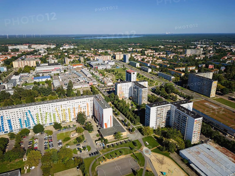 GDR prefabricated buildings in the centre of Hoyerswerda, Hoyerswerda, Saxony, Germany, Europe