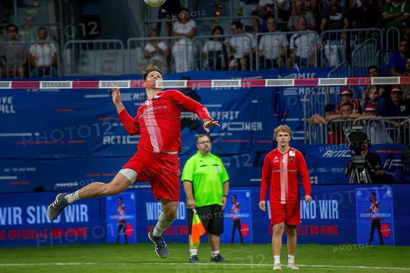 Fistball World Championship from 22 July to 29 July 2023 in Mannheim: Germany is the Fistball World Champion. The German team beat Austria 4:0 in the final. Here in the picture: The Austrian Karl Muellehner