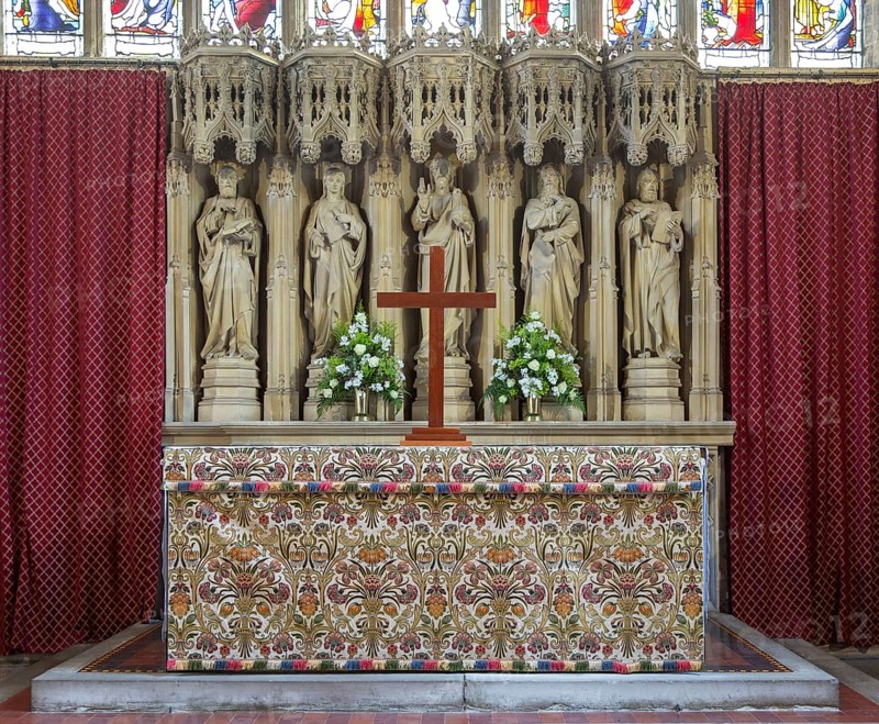 Church of Saint Mary, Berkeley, Gloucestershire, England, UK high altar with reredos 1881