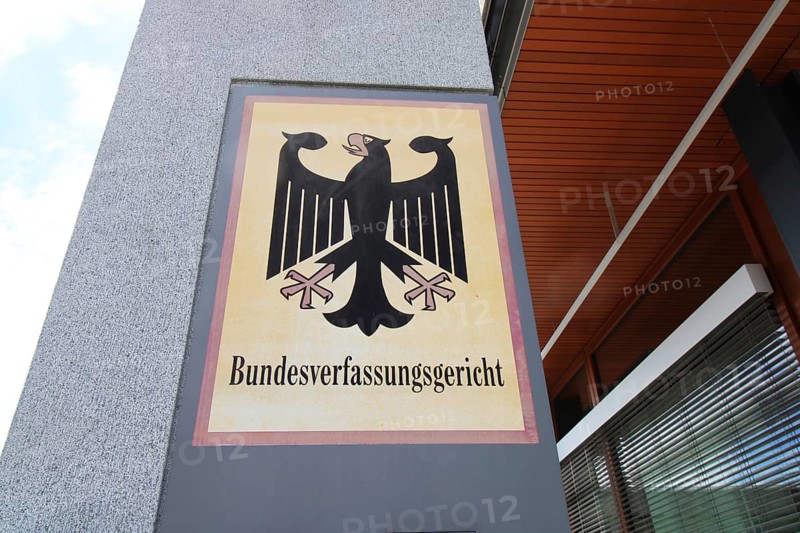 Close-up of the well-known letterbox of the Federal Constitutional Court in Karlsruhe