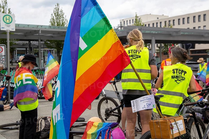 Ramstein 2021 peace camp bicycle demonstration: A bicycle demonstration took place on Saturday under the motto Stop Ramstein Air Base, organised as a rally from the starting points in Kaiserslautern, Kusel, Pirmasens and Homburg