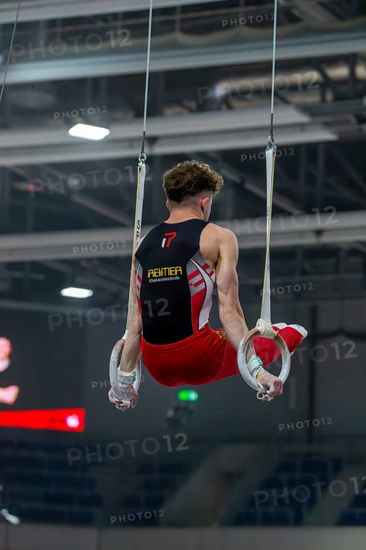 Heidelberg, 9 September 2023: Men's World Championship qualification in conjunction with a national competition against Israel. Alexander Kunz during his routine on the rings